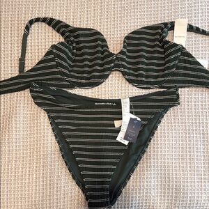 Abercrombie & Fitch Green and White Bikini Swimwear